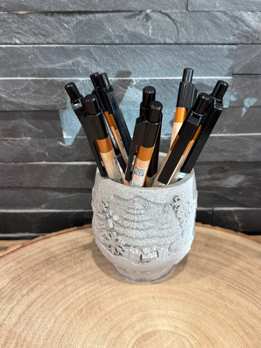 ❄️ Pot décoratif en jesmonite – scène hivernale et féérie de Noël